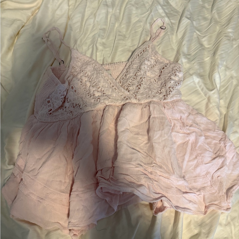 Hollister Light Pink Smocked Top